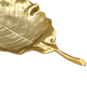 Plateau de service classique en aluminium moulé, plaqué nickel doré brillant, en forme de feuille, fait main, personnalisé - Product Image 3