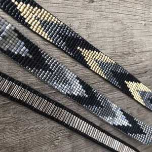 Bracelet artisanal en perles noires, jaunes et argentées, perles de pierre pour la fabrication de bracelets NOUSHAD HANDICRAFTS - Product Image 4