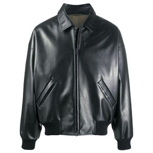 <b>Mens</b> Brown Genuine <b>Leather</b> Bomber <b>Jacket</b> With Faux Fur Closure Regular Fit Winter Wear Moto Style - Product Image 4