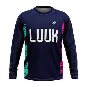 OEM ODM, fabrication sur mesure, t-shirt de sport pour homme à manches longues, respirant, antibactérien, séchage rapide, col rond, imprimé sur mesure, 100% polyester - Product Image 2