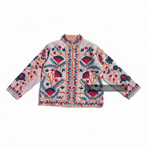 เสื้อแจ็คเก็ตผ้ากำมะหยี่ผสมฝ้ายปักลายดอกไม้สไตล์วินเทจสำหรับผู้หญิงรุ่นใหม่ ระบายอากาศได้ดี เป็นมิตรกับสิ่งแวดล้อม สวยสง่า เหมาะสำหรับฤดูใบไม้ร่วงและฤดูหนาว - Product Image 1