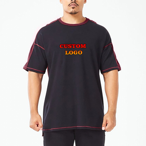 T-shirt décontracté pour homme avec logo personnalisable, 100% coton lourd, séchage rapide, col rond, motif imprimé, cadeau idéal, bicolore - Product Image 1