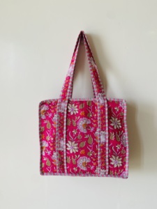 Bolso Tote Acolchado de Algodón Estilo Bohemio Hecho a Mano de Alta Calidad |   Bolso de Compras para el Hombro con Cierre Abierto para Uso Diario - Product Image 4