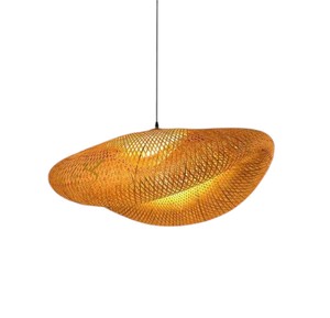 Abat-jour moderne en bambou, suspension torsadée en forme de spirale, couvercle de lampe suspendue en osier pour salle à manger - Product Image 1