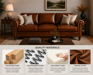 Sofá Chesterfield Clásico de Cuero de 3 Plazas con Brazos Enrollados, Muebles de Sala de Estar de Primera Calidad, Sofá Clásico de 3 Plazas - Product Image 4