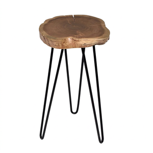 Table d'appoint artisanale sur mesure OEM ODM avec plateau en bois à bords naturels et pieds en cheveux de cheval noirs DECORYUG - Product Image 1