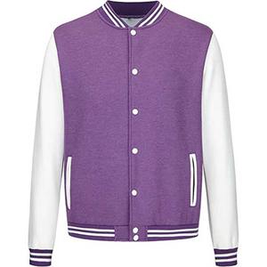 Men's Premium Letterman Jacket Casual Style Stand Collar <b>Covered</b> <b>Button</b> Closure Quick Dry Breathable Polyester/Cotton Blend - Product Image 1