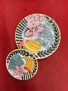 Hand Painted Ceramic Pottery Serving Tray Floral Design Decorative Platter for Snacks Appetizers Home Decor - Product Image 4