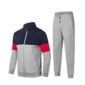 Men's Sweatshirt Set Gray Navy <b>Red</b> Mock Neck Full Zip Casual Joggers Winter Wear 100% Cotton Streetwear Breathable Knitted - Product Image 1