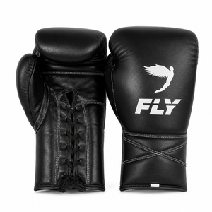 Gants de boxe en cuir noirs à lacets, légers, imperméables, à doigts entiers, pour adultes, avec logo personnalisé, équipement d'entraînement de boxe – Grande Vente - Product Image 1