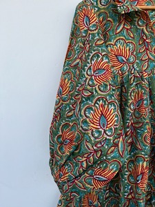 Vestido Maxi Holgado de Algodón 100% para Mujer, Manga Larga, Estilo Boho, Verde Floral, Vintage, para Verano, Resort, Fiesta en el Jardín - Product Image 2