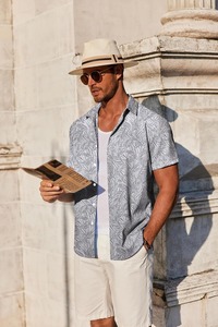 Camisa Hawaiana de Playa para Hombre, Estampado Floral Tropical, Manga Corta, Casual, con Botones, para Vacaciones de Verano, Colorida, de Algodón - Product Image 4