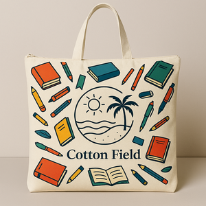 Bolso de mano personalizado con diseño de música reutilizable, bolsas de algodón de libros naturales de lona con asa - Product Image 5