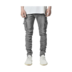 Wholesale Customized Logo <b>Men</b> Denim Pants <b>Stretch</b> High Waist Solid Color Skinny Jeans Denim Tears <b>Men</b> Pencil Pants - Product Image 5