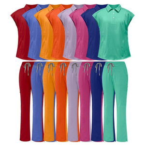 Women Medical Scrub Set Stretch Polo <b>Top</b> Cargo Pants Nursing Uniform Moisture Wicking Healthcare Workwear Custom Logo - Product Image 4