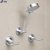Ensemble de douche mural réglable en chrome sans plomb certifié, avec poignée à levier, jet de pluie, eau chaude et froide