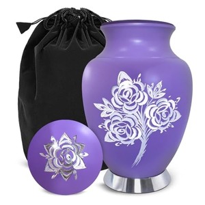 Urne funéraire pour cendres d'adulte, design rose argenté, excellente qualité, petite urne commémorative pour cendres humaines. - Product Image 2