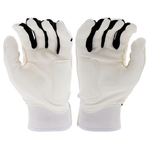 Baseball Batting Gloves <b>White</b> & Black High Quality Leather Softball Batting Gloves New Arrival Premium Quality Baseball Gloves - Product Image 3