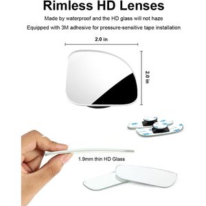 กระจกมองหลังแบบนูน 2 ชิ้น สำหรับรถยนต์ กระจกมองข้างรถยนต์ กระจกมองจุดบอดรถยนต์ - Product Image 6