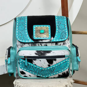 Sacs à dos pour femmes en cuir de vachette artisanal, style Super Septembre, avec pierre turquoise élégante et poignée souple, sacs de voyage - Product Image 3
