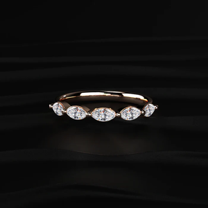 Marquise Cut Diamond Half Eternity <b>Ring</b> Royal Diamond <b>Ring</b> Unique Diamond Band 14K Yellow Gold Diamond <b>Ring</b> From <b>Indian</b> Supplier - Product Image 1