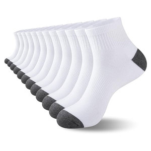 12 paires de chaussettes courtes pour hommes, couleur blanche, confortables, respirantes, décontractées, athlétiques, en coton mélangé doux, pour tous les jours - Product Image 1