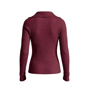 Pull en maille rayé à demi-zip SPINE CRAFT, décontracté, à épaules tombantes, manches longues, col rabattu, tendance pour femme - Product Image 6