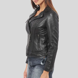 Veste en cuir sur mesure de qualité supérieure pour femmes, design hiver, veste en cuir véritable écologique courte et cintrée pour l'hiver - Product Image 3
