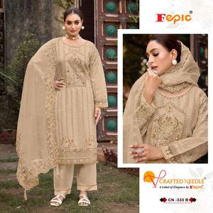 Luxueux hiver Shalwar Kameez lourd Khatli travail brodé Organza correspondant Dupatta Viscose Santoon bas Regal Look fête - Product Image 3