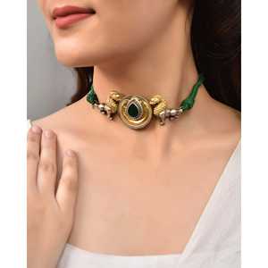 Collier ras du cou ethnique en argent fin Meera Jaipur Sangeeta pour femmes, 25-29g, chaîne à fils - Product Image 1