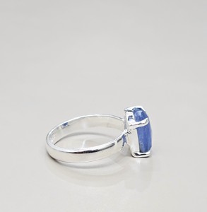Anillo de Plata de Ley 925 con Piedra Preciosa de Cianita, Estilo Clásico de Lujo, Antideslustre, Diseño Geométrico Solitario - Product Image 4