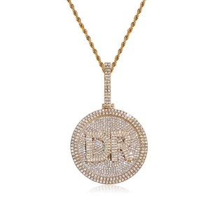 Pendentif Lettre Personnalisé Hip Hop Plaqué Or Sertie de Diamants CZ Moissanite, Collier Pendentif Lettre Nom Personnalisé à Deux Lettres - Product Image 2