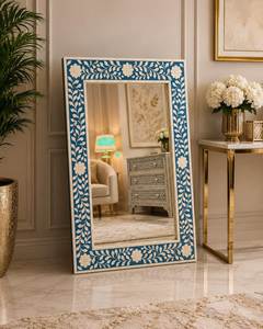 Espejo Decorativo de Pared con Diseño Floral Incrustado en Hueso, Grabado a Mano y Personalizado, Decoración de Pared, Espejo Colgante - Product Image 5