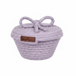 Nouveaux articles : élégant panier-cadeau en coton pour le Ramadan, forme ronde avec détail nœud, fait main au Vietnam, pour la collection Ramadan Kareem - Product Image 4