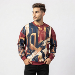 Men's Embroidered Solid Fleece Pullover <b>Sweatshirt</b> Oversized Fit Crew Neck <b>Long</b> Sleeve Casual Winter Wear 100% Polyester - Product Image 6