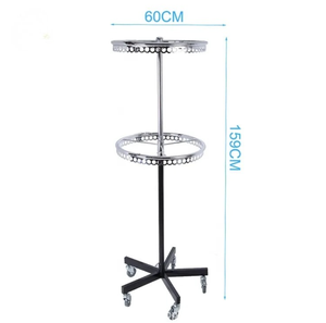 Porte-vêtements rotatif à 2 niveaux en métal robuste avec roulettes - Product Image 2