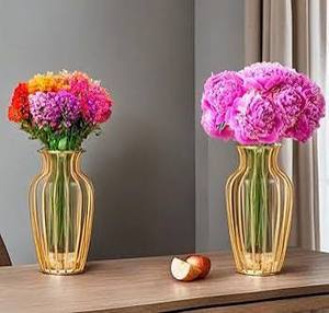 Modernos Jarrones de Metal Verde con Base Dorada, Centro de Mesa de Lujo para Bodas, Florero, Suministro Directo de Fábrica - Product Image 4