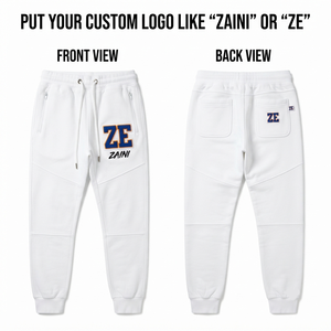 <b>Men</b> Jogger <b>Pants</b> Premium Cotton Fleece 320 GSM <b>White</b> Joggers Rib Cuff Panel Design Custom Embroidered Logo Casual Fit Everyday - Product Image 1