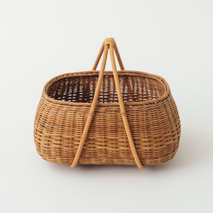 Mini size rattan picnic basket vintage style hand-weaving <b>storage</b> <b>hamper</b> market camping baskets - Product Image 3