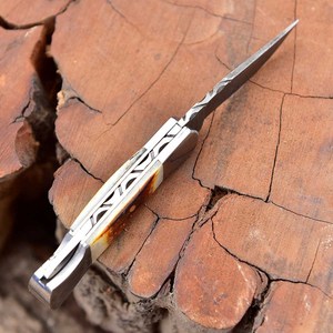 Mini Damascus Folding <b>Knife</b> Pocket <b>Knife</b> Handmade EDC <b>Knife</b> <b>Bone</b> <b>Handle</b> OEM High Quality Industrial Grade 58HRC Bulk Supply - Product Image 4