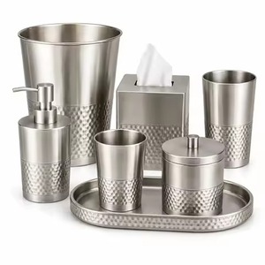 Modern Stainless Steel <b>Bathroom</b> <b>Set</b> Six-Piece Vanity <b>Accessories</b> for Home Hotel Spa Rectangle Design Durable Finish - Product Image 5