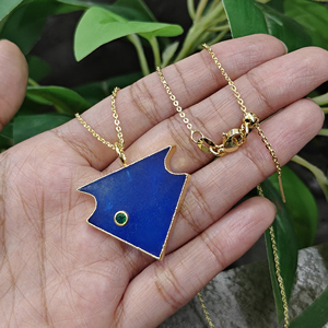 Fashion jewelry <b>necklaces</b> jade turquoise gemstone arrowhead pendant with cz accents 18k gold plated geometric <b>statement</b> <b>necklace</b> - Product Image 4