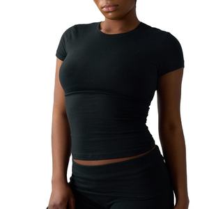 Camisetas Casuales de Algodón Jersey Ligero y Elástico 100% Algodón para Mujer, Camisetas Cortas Deportivas, Moda Urbana - Product Image 1