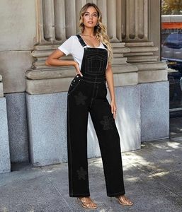 Combinaison en jean noir taille haute pour femme, couleur unie, longueur intégrale, décontractée, respirante, pour le printemps et l'été - Product Image 6