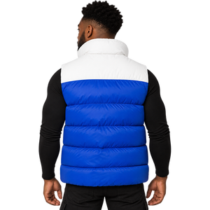 Phi Beta Sigma Gothic Royal Blue <b>White</b> <b>Men's</b> Breathable Puffer <b>Vest</b> Sleeveless Padded Embroidered Zip-Up Winter Outerwear - Product Image 2