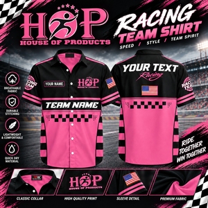 Chemise de course unisexe personnalisable, respirante, avec impression de logo personnalisée, chemises de mécaniciens de course sublimées. - Product Image 2