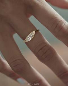 แหวนหมั้นเพชรทรงมาร์คีส์ทองคำแท้ 14k สำหรับผู้หญิง สไตล์คลาสสิก ได้รับการรับรองจาก IGI เพชรเพาะเลี้ยงในห้องปฏิบัติการ - Product Image 3