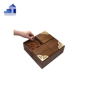 Caja de Almacenamiento Moderna Ecológica de Madera con Tapa de Vidrio, Cuatro Compartimentos, Diseño Simple, Acabado Natural, para Peceras - Product Image 3