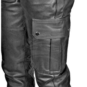 Pantalon cargo en cuir de vachette PU personnalisé pour homme, respirant, unisexe, en cuir véritable, OEM - Product Image 6
