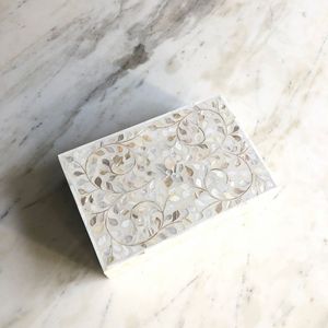 Exquisite Mother Pearl Inlay Customizable Jewelry <b>Storage</b> Gift <b>Box</b> with MDF/Wood <b>Materials</b> Custom Shape OEM Service Logo Options - Product Image 1